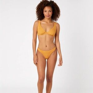 NEW Rip Curl Modern Rib Gold Bikini 2-Piece SET Top and Bottom Size Medium